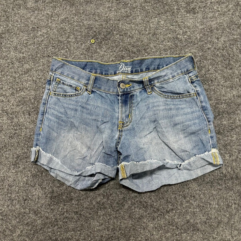 Old Navy Shorts Womens Size 6 Blue Diva Denim Low Rise Raw Hem Frayed Casual